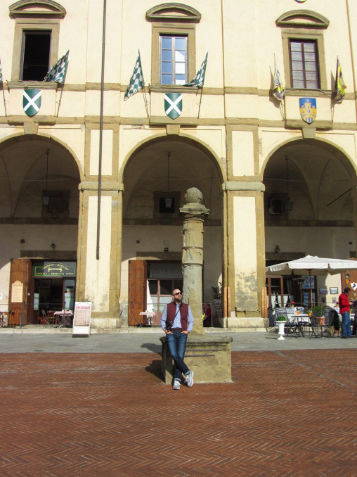 Well-Traveled Fella in the Piazza Grande, Arezzo, Italy