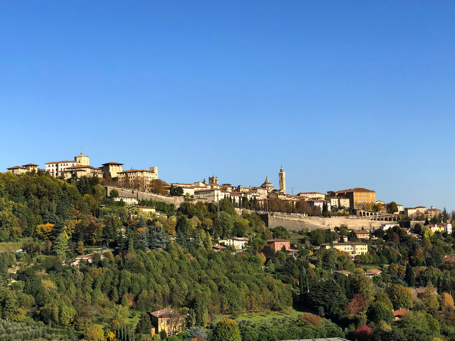 View of Citta Alta from Scaletta delle More, Bergamo, Italy