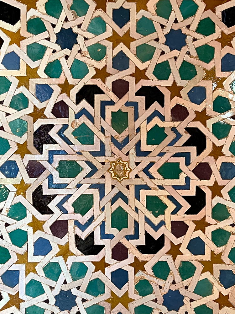Zellige tile mosaics, Sala del Mexuar, Nasrid Palaces, Alhambra, Spain