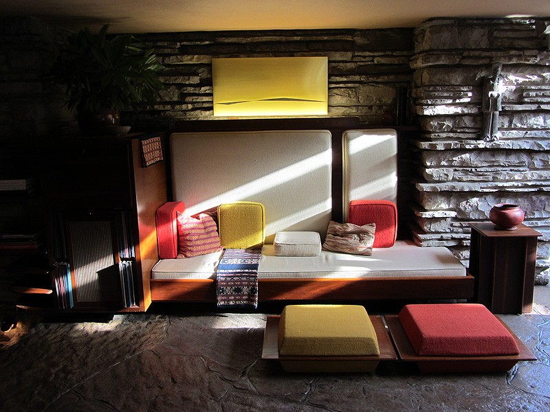 Living room seating, Frank Lloyd Wright's Fallingwater