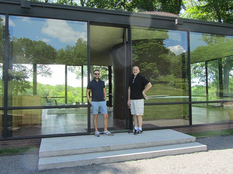 Charles and Greg at Philip Johnson's Glass House