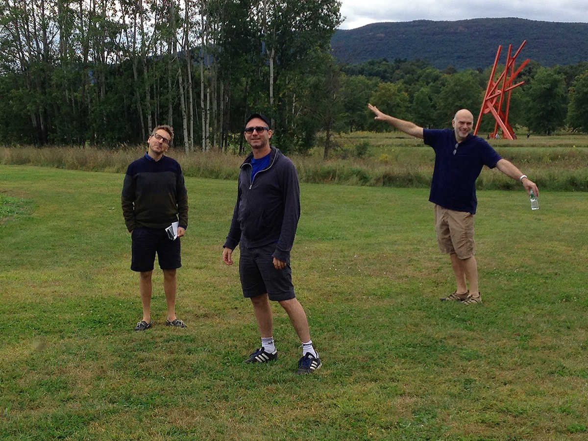 The boys at Storm King, ready to embark on our sculpture tour
