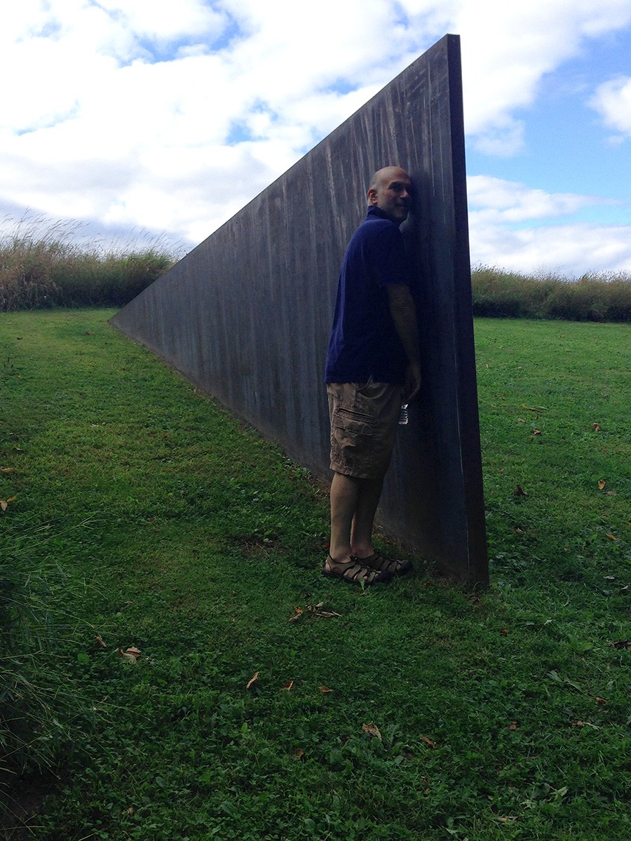 Charles loving Richard Serra's Schunnemunk Fork, Storm King