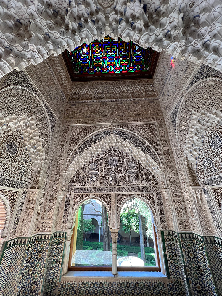 Stained-glass ceiling, Mirador de Daraxa, Palacio de los Leones, Alhambra, Spain