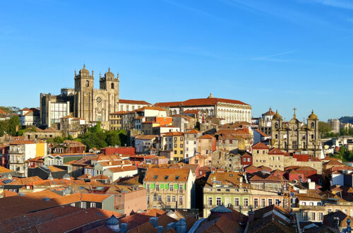 View of Porto Cathedral from PortoBay Flores