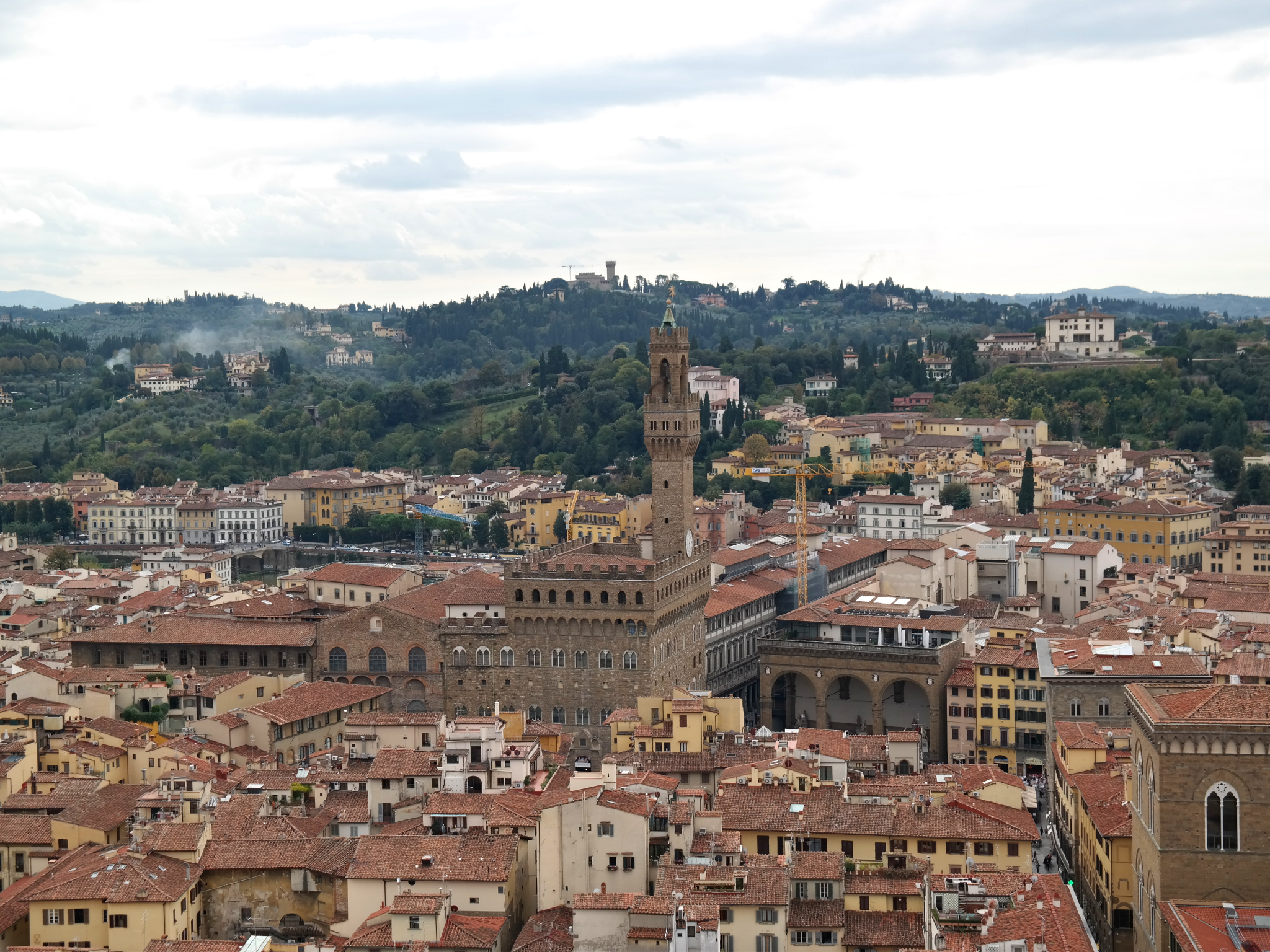 Palazzo Vecchio and the Tuscan hills surrounding Florence