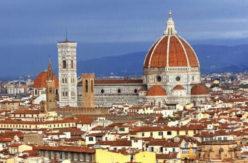 View of the Duomo and Florence cityscape from Piazzale Michelangelo