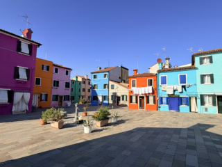 A typical kaleidoscopic piazza on Burano