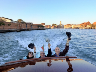 Departing Murano with the three musketeers in back