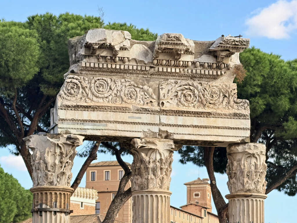 Detailed frieze and columns of the Tempio di Venere Genitrice