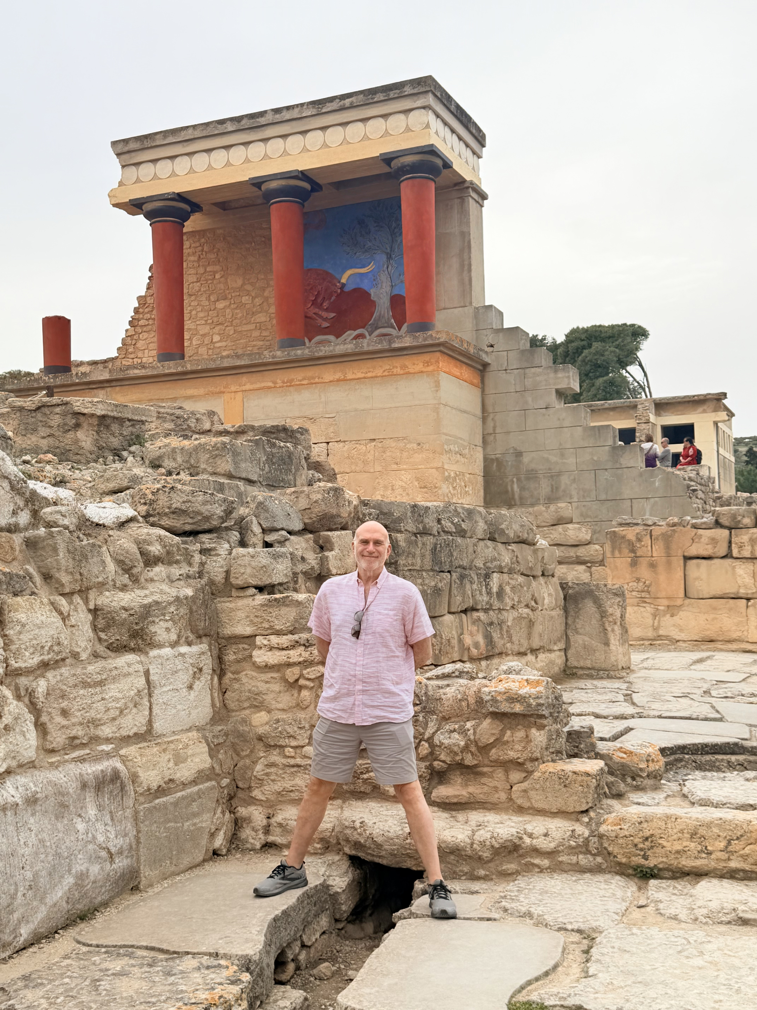 Charles posing with the palace's renowned bull fresco Charles posing with the palace's renowned bull fresco