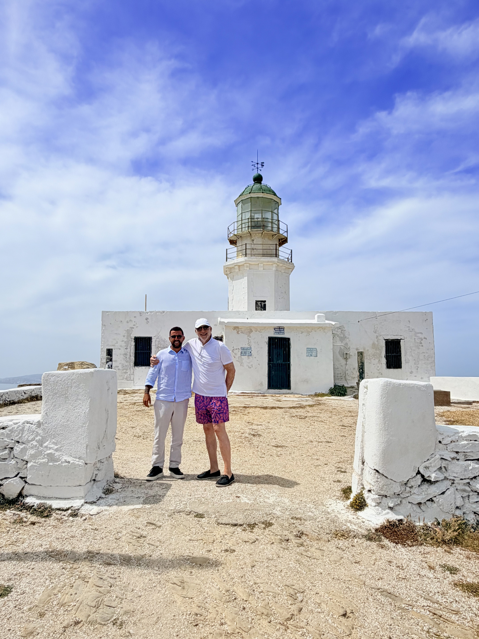 Fotis and Charles at Armenistis Lighthouse Fotis and Charles at Armenistis Lighthouse
