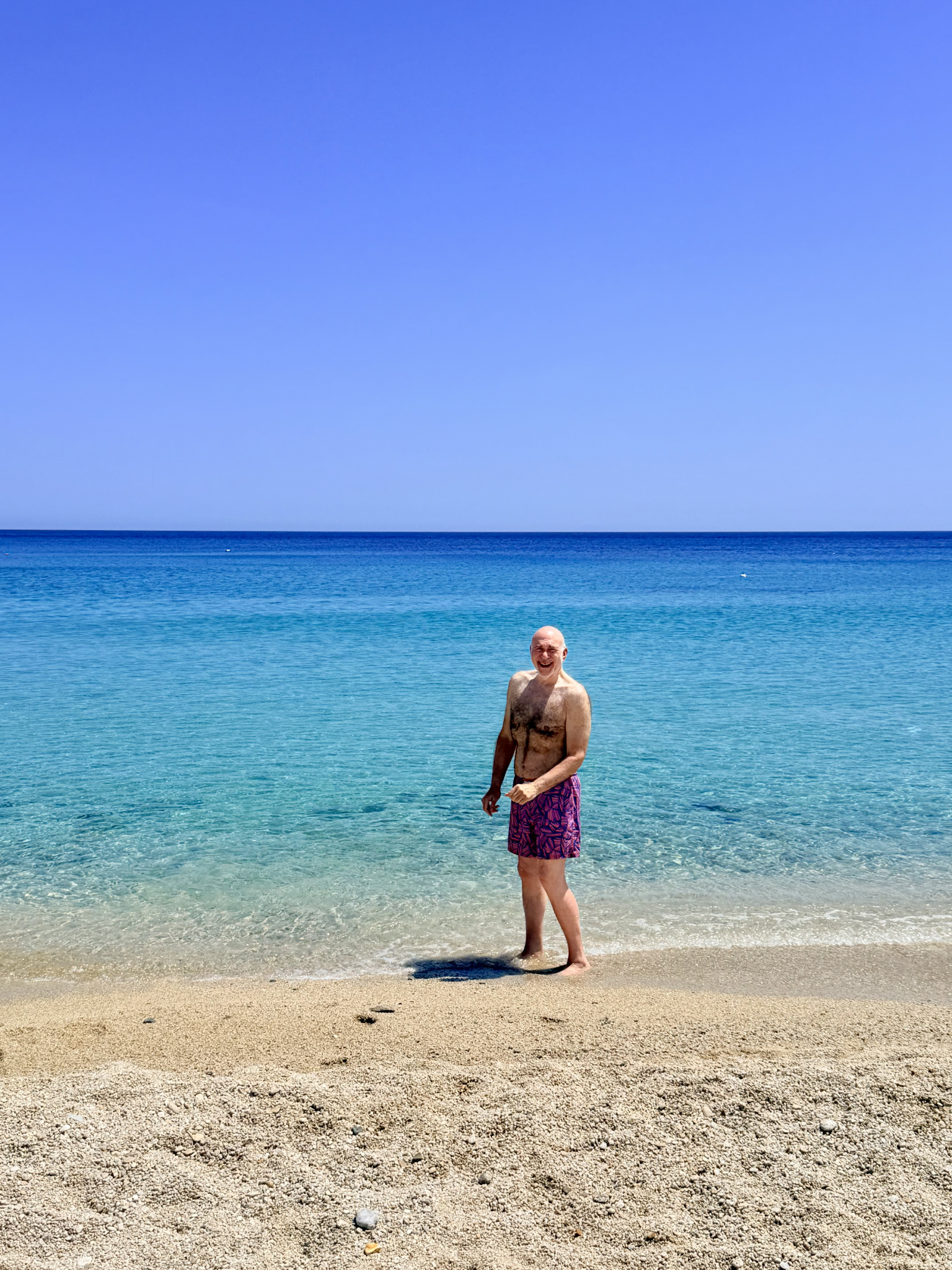 Charles about to feel the chill of the Aegean at Paralia Kalafati Charles about to feel the chill of the Aegean at Paralia Kalafati