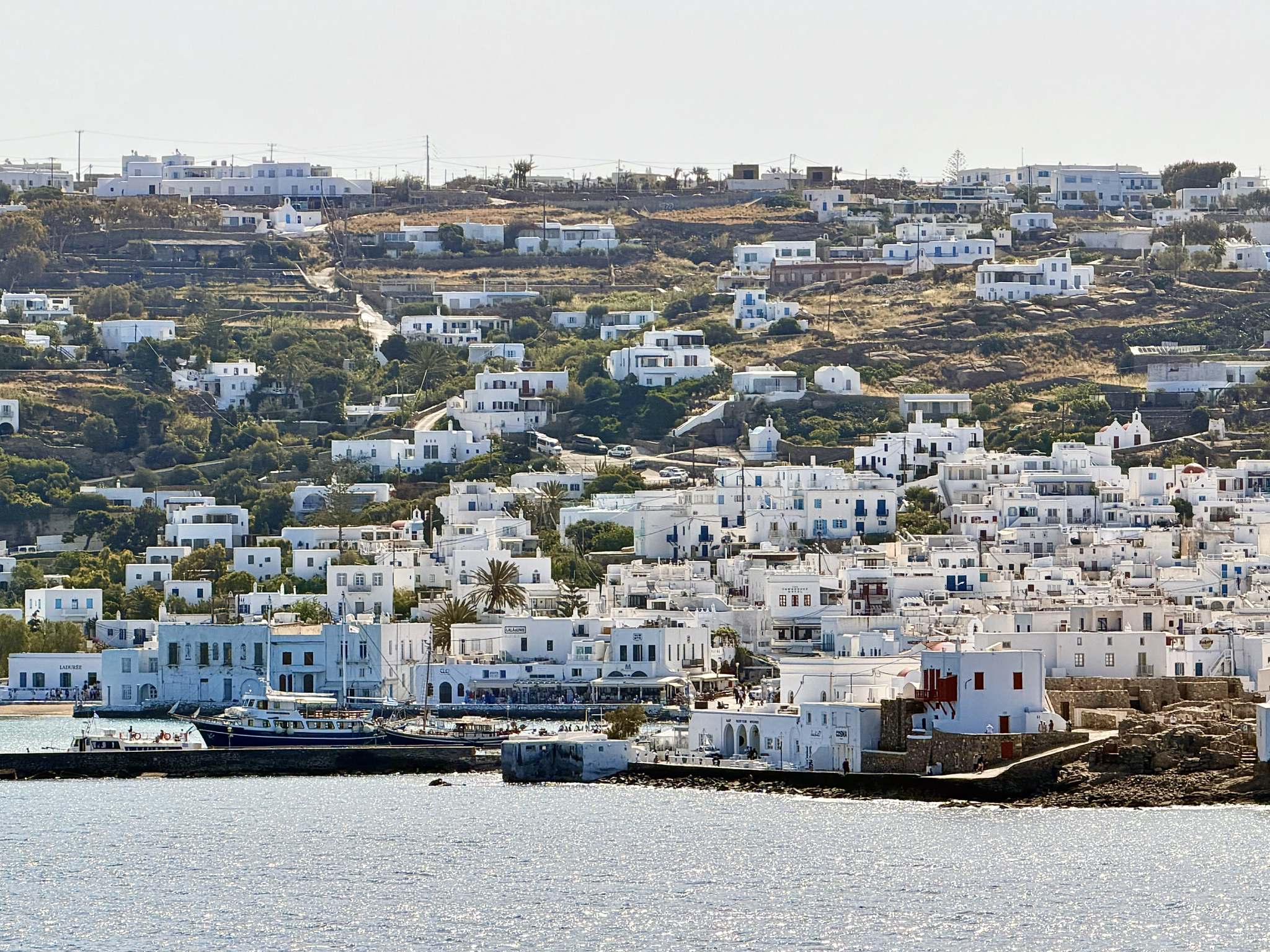 Quintessential Cycladic views from the balcony of our stateroom
