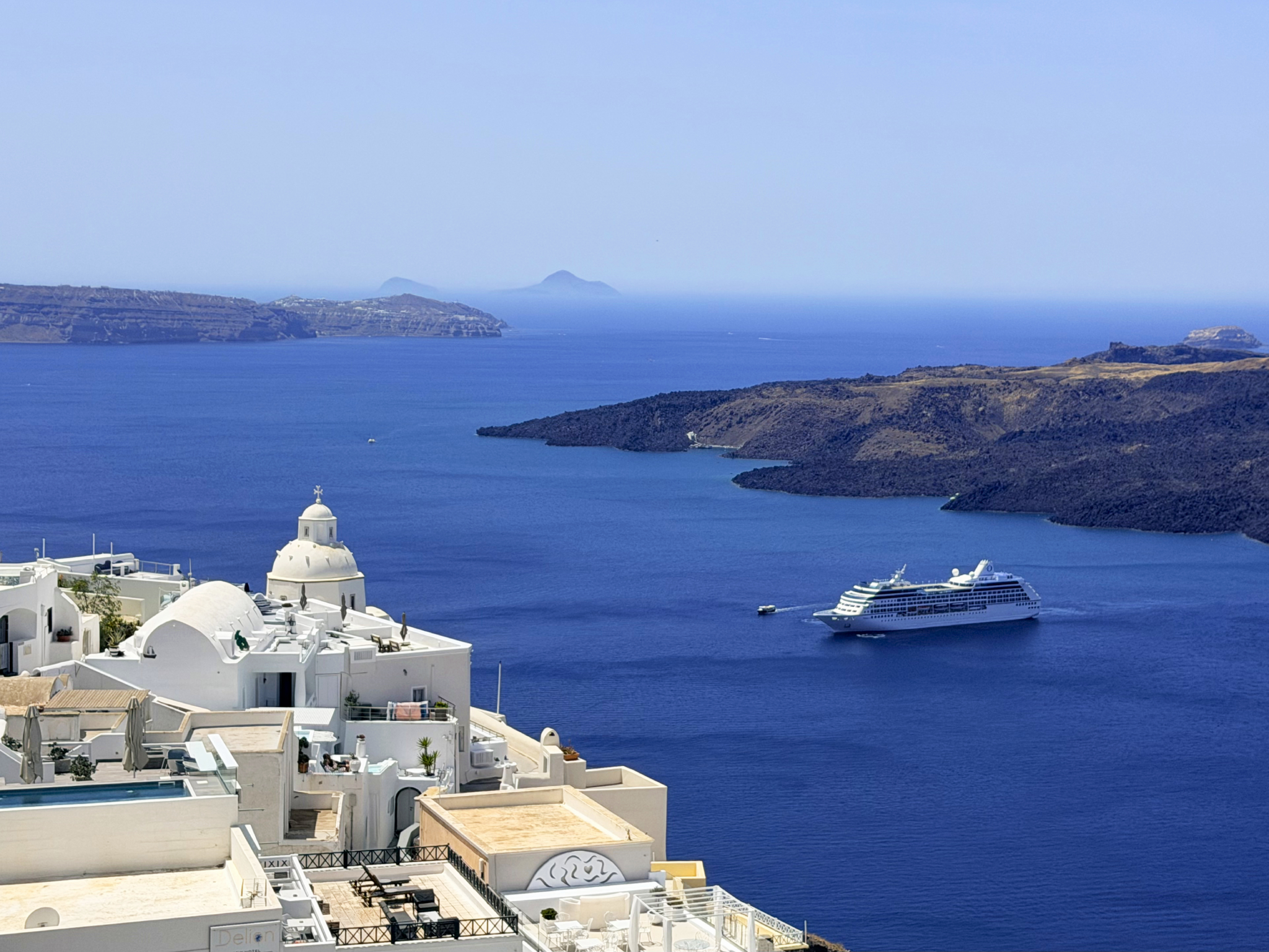 Deep blue Aegean surrounding Santorini Deep blue Aegean surrounding Santorini